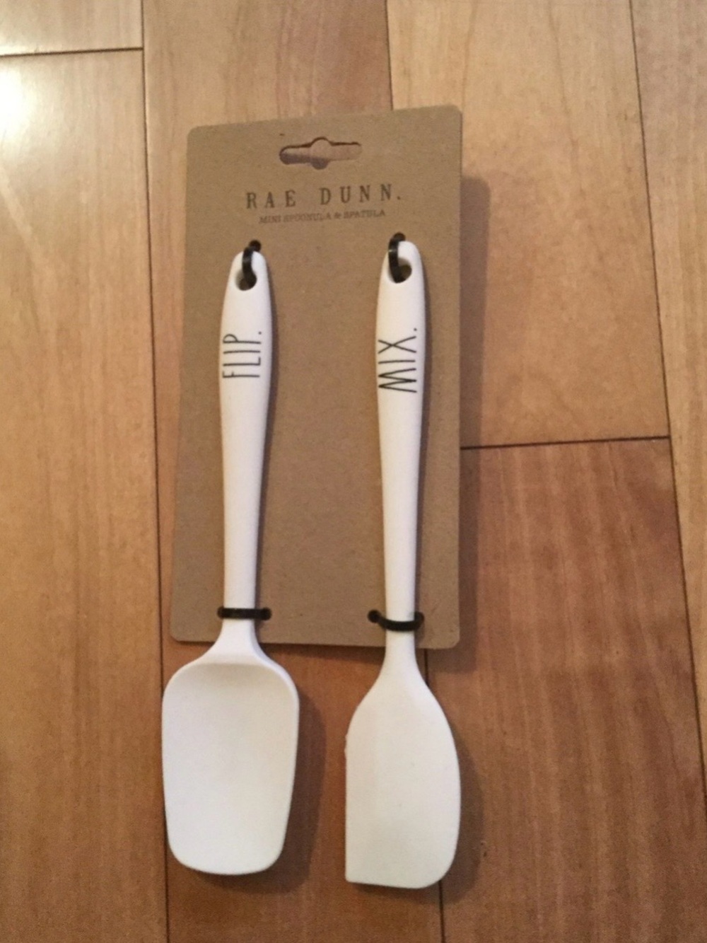 Rae Dunn Mini White Silicone Spatula Set with Black Lettering NEW